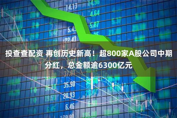 投查查配资 再创历史新高！超800家A股公司中期分红，总金额逾6300亿元